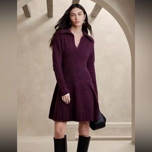 Banana Republic Rosie Sweater Dress New Pinot Noir Purple
